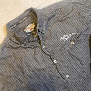 Harley-Davidson Long Sleeve Cotton Button Up Shirt Men’s Large Logo Black VTG